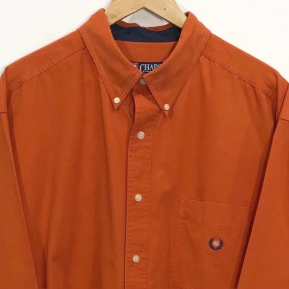 Chaps Ralph Lauren Button-Down Shirt XL Men’s Orange Dress Shirt Cotton - Picture 4 of 7